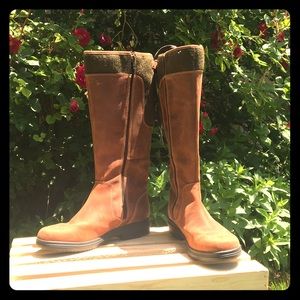 Clarks knee high tan suede boots